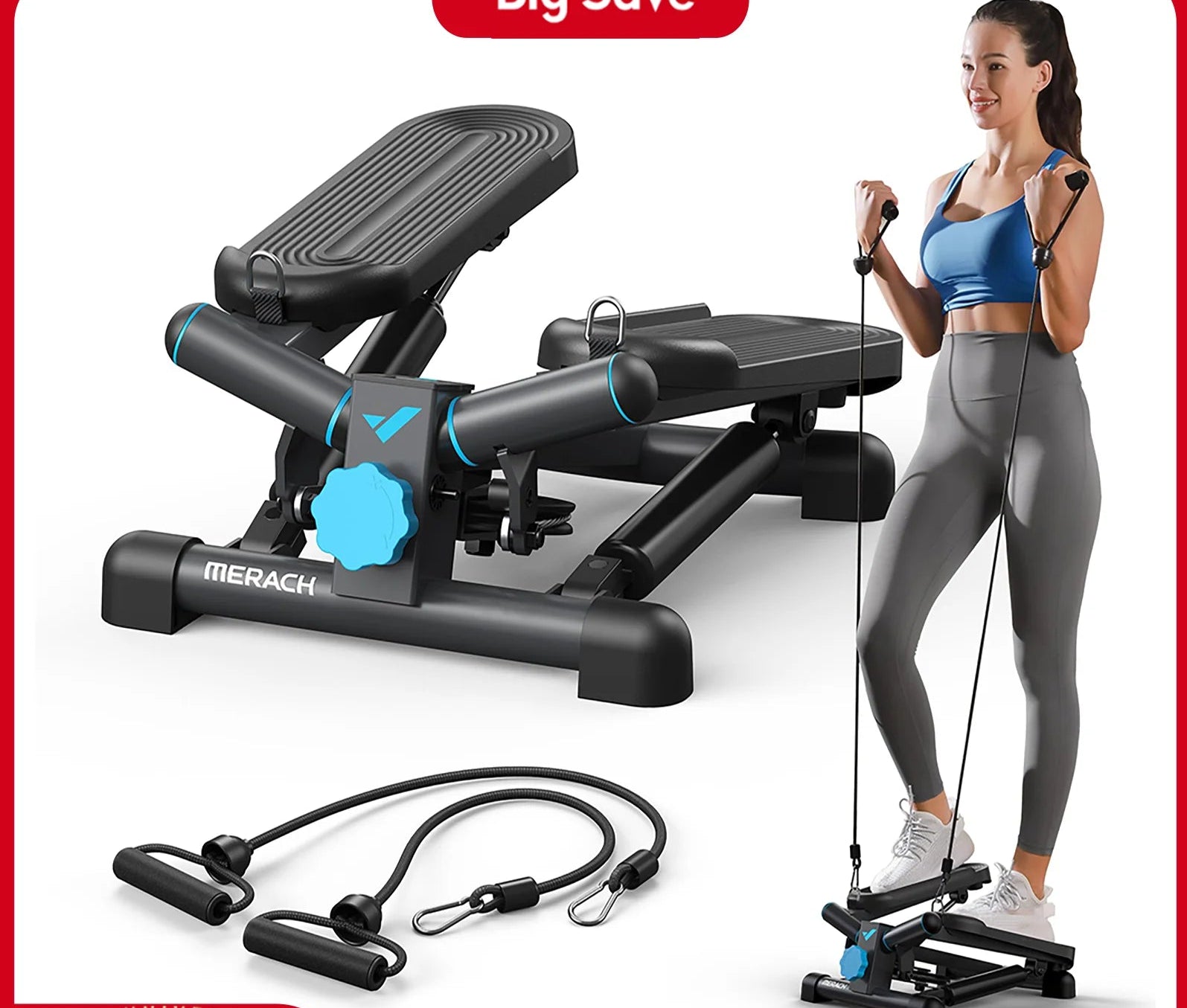 Mini Stepper Rotatif 140 kg avec Cordes de Résistance – Fitness Maison & Bureau