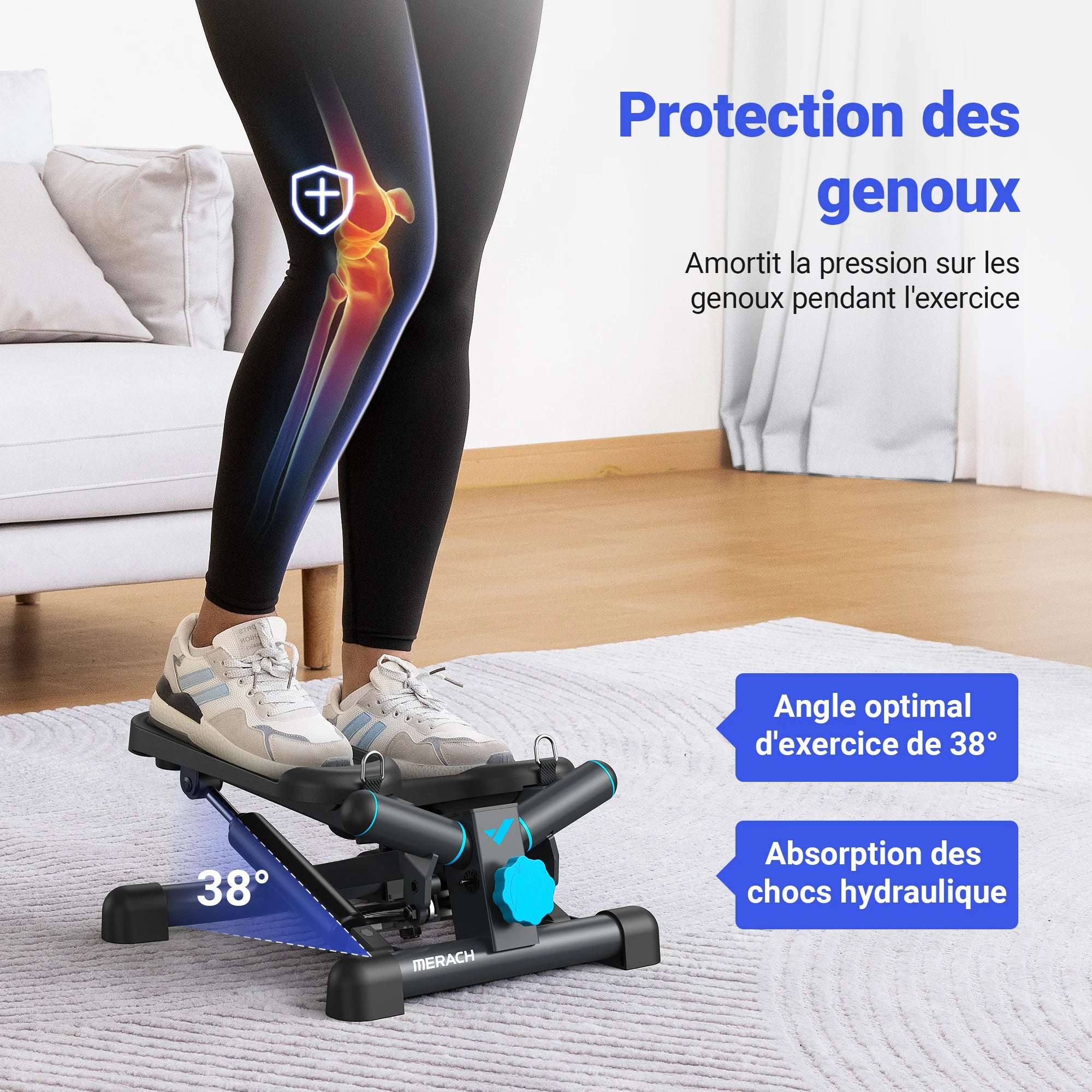 Mini Stepper Rotatif 140 kg avec Cordes de Résistance – Fitness Maison & Bureau