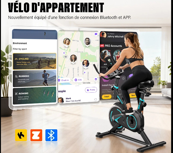 Vélo d’Appartement Fitness | Écran LCD, Réglable & Entraînement Complet à Domicile (120 kg)