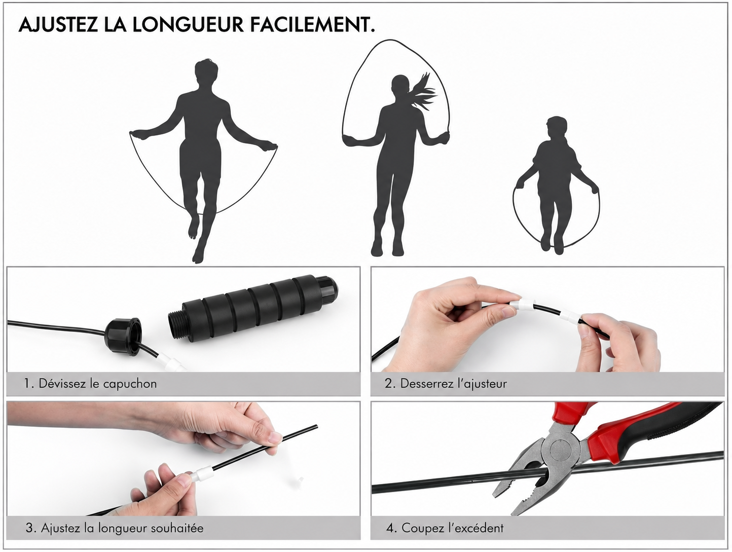 Corde à Sauter Réglable en Acier Anti-Enchevêtrement – Cardio & Fitness