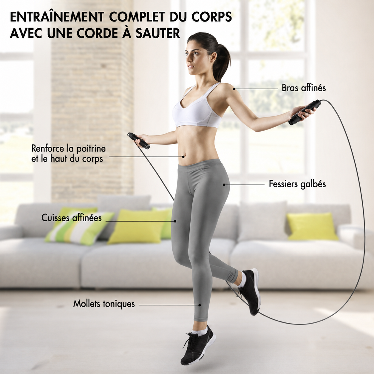 Corde à Sauter Réglable en Acier Anti-Enchevêtrement – Cardio & Fitness
