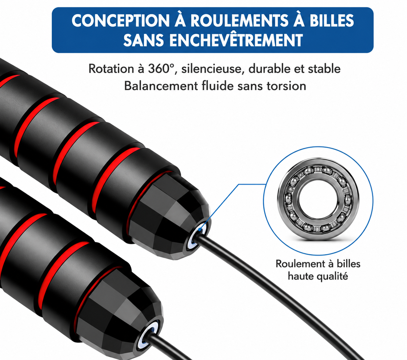 Corde à Sauter Réglable en Acier Anti-Enchevêtrement – Cardio & Fitness