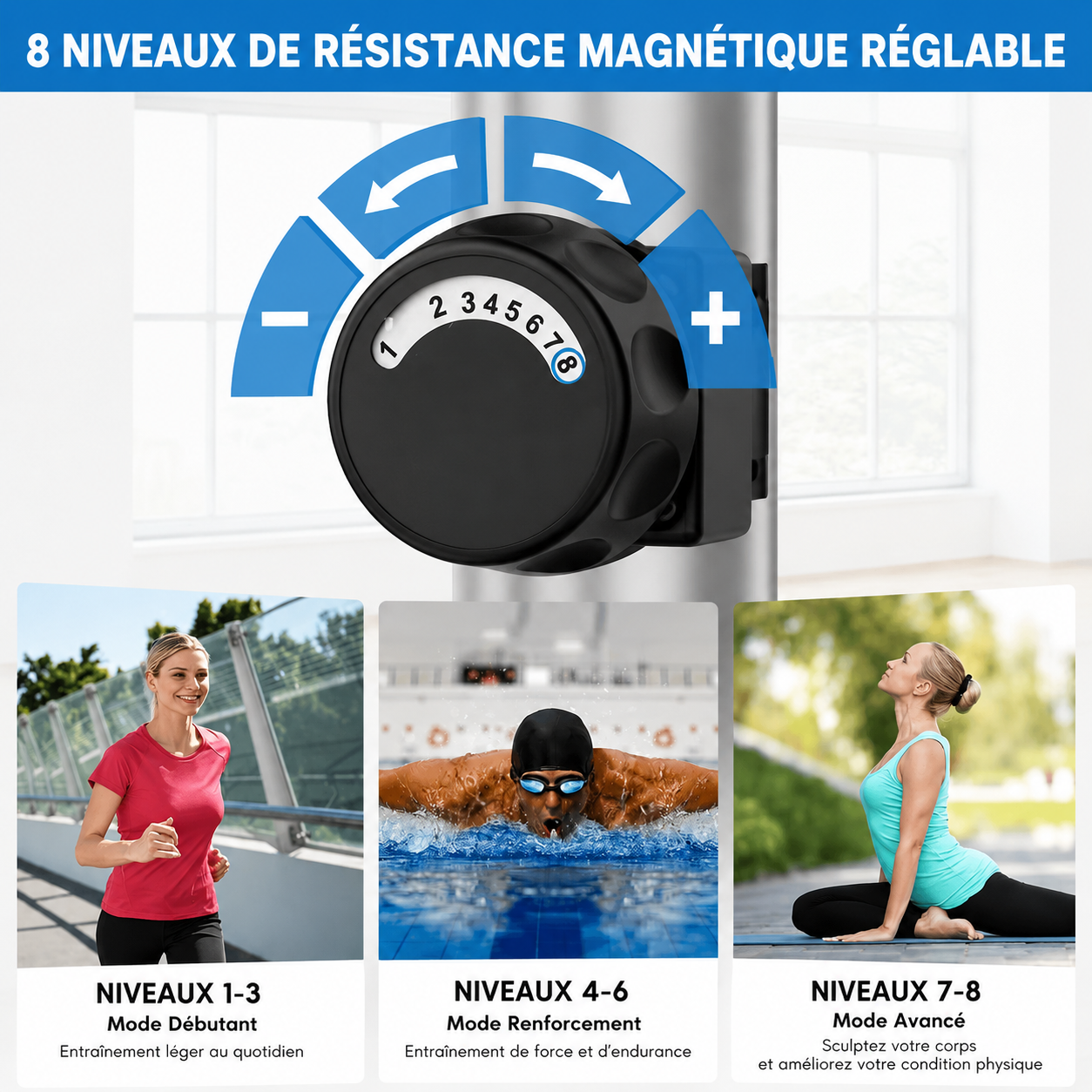Vélo Elliptique Magnétique 8 Niveaux – Cardio Fitness Maison