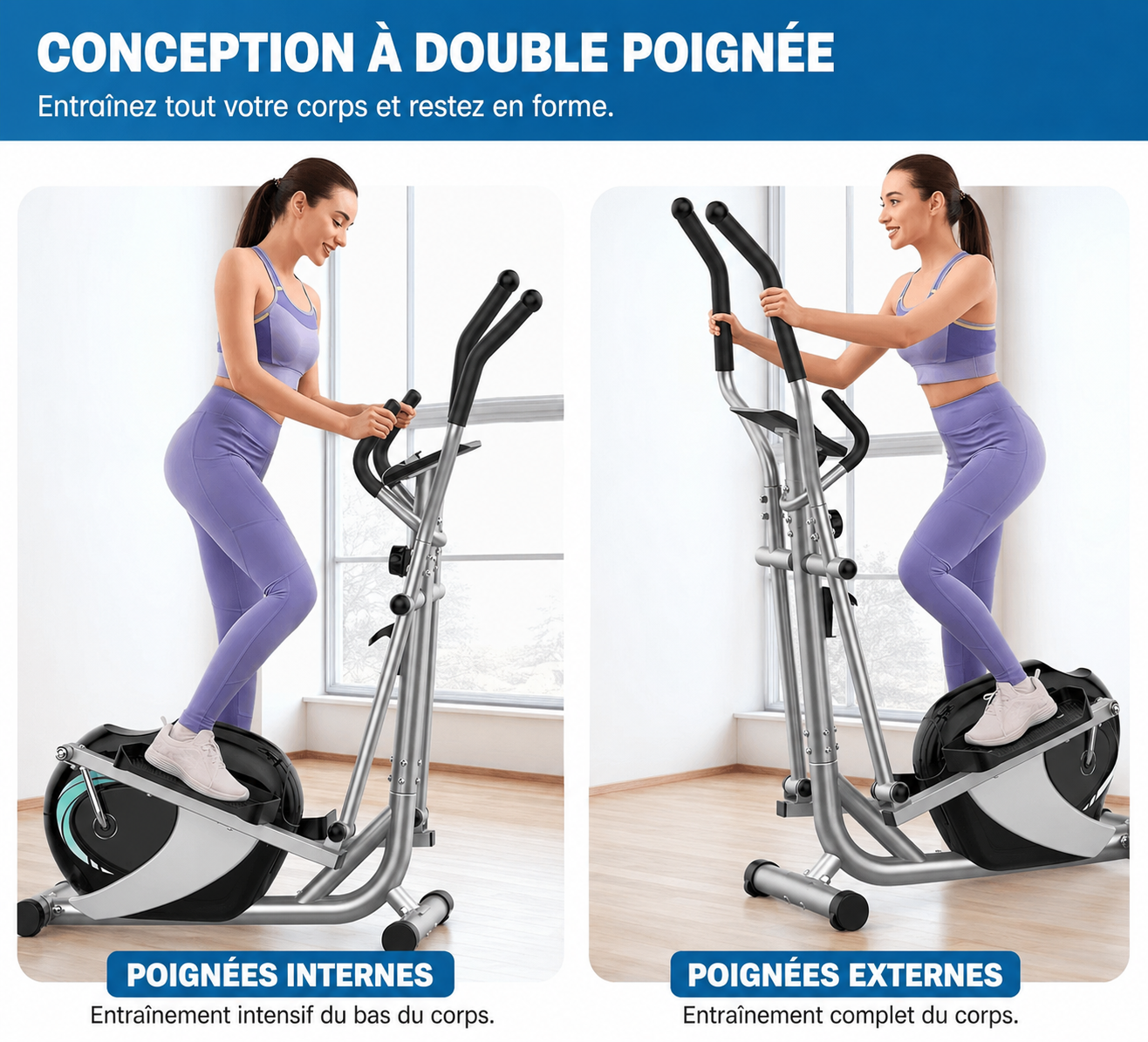 Vélo Elliptique Magnétique 8 Niveaux – Cardio Fitness Maison