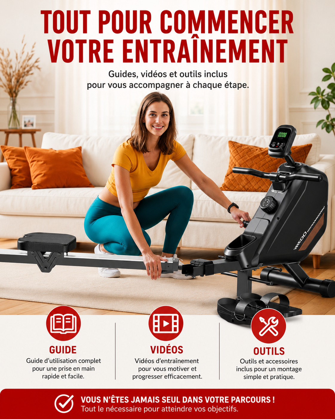 Rameur Magnétique Pliable Bluetooth 16 Niveaux – Charge Max 150 kg