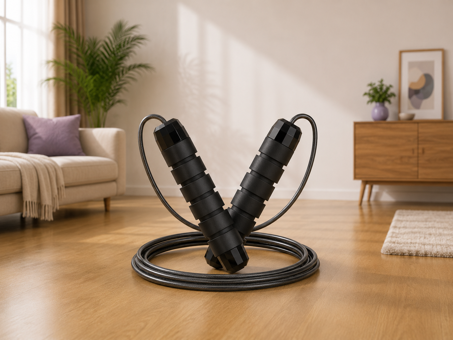 Corde à Sauter Réglable en Acier Anti-Enchevêtrement – Cardio & Fitness