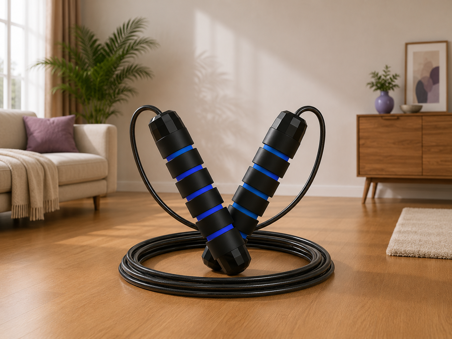 Corde à Sauter Réglable en Acier Anti-Enchevêtrement – Cardio & Fitness
