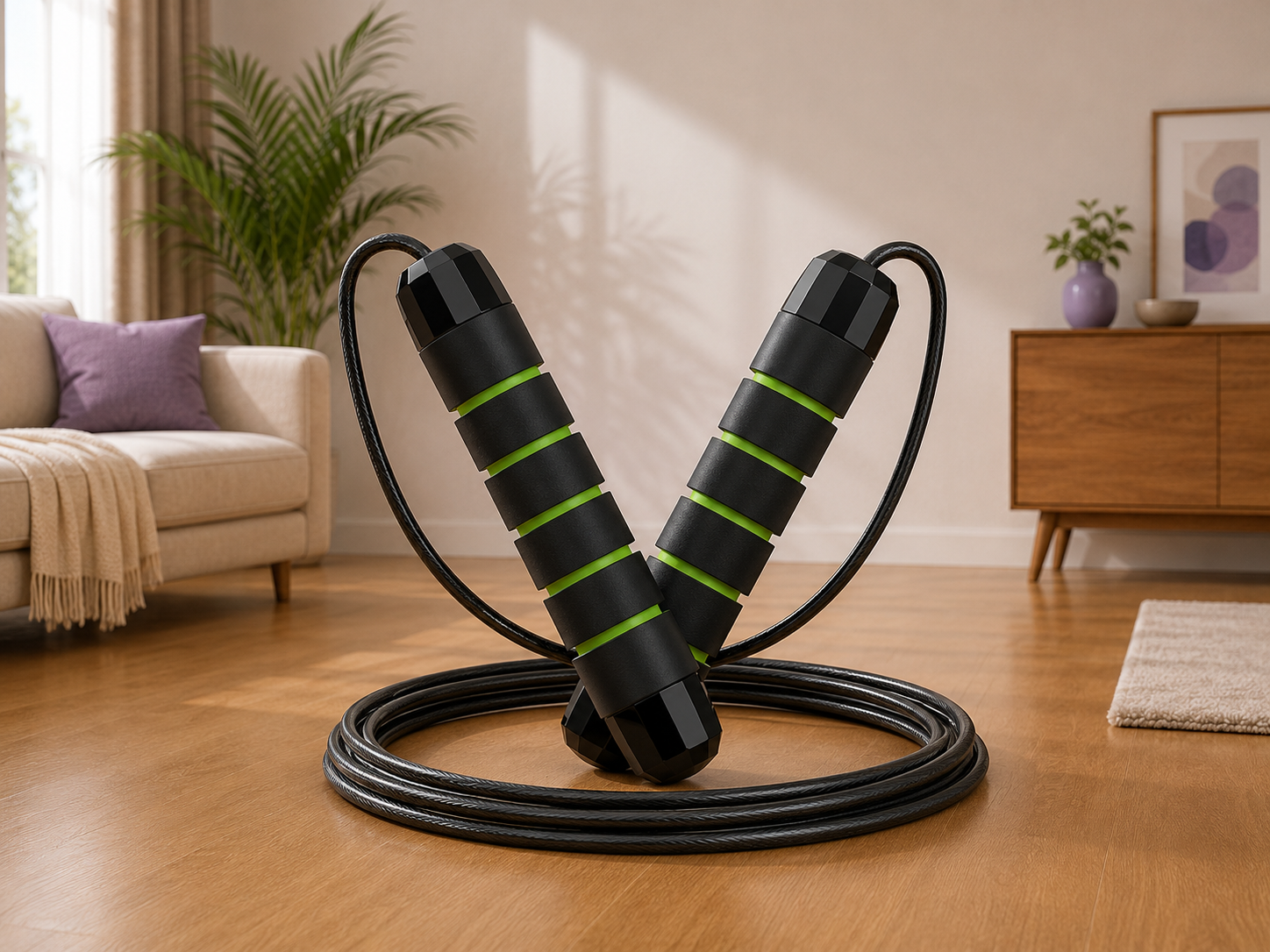 Corde à Sauter Réglable en Acier Anti-Enchevêtrement – Cardio & Fitness