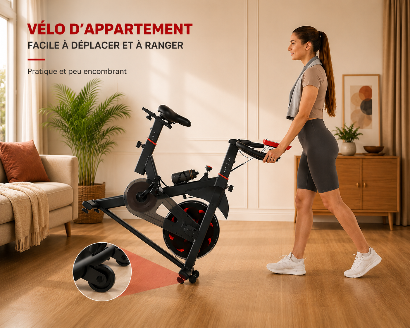 Vélo spinning intérieur – Volant 6 kg, magnétique, cardio, 150 kg