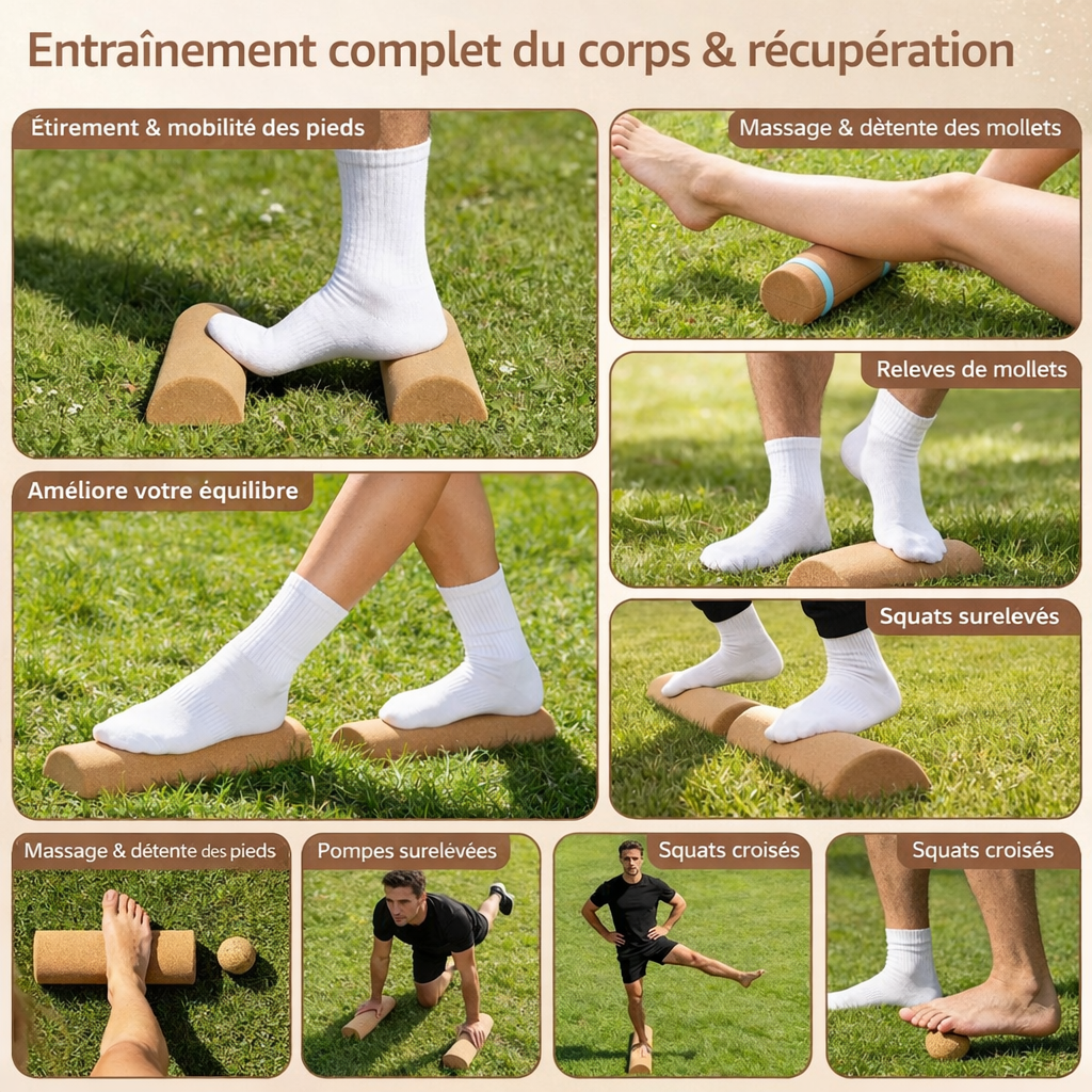 Kit complet d’équilibre & massage des pieds en liège
