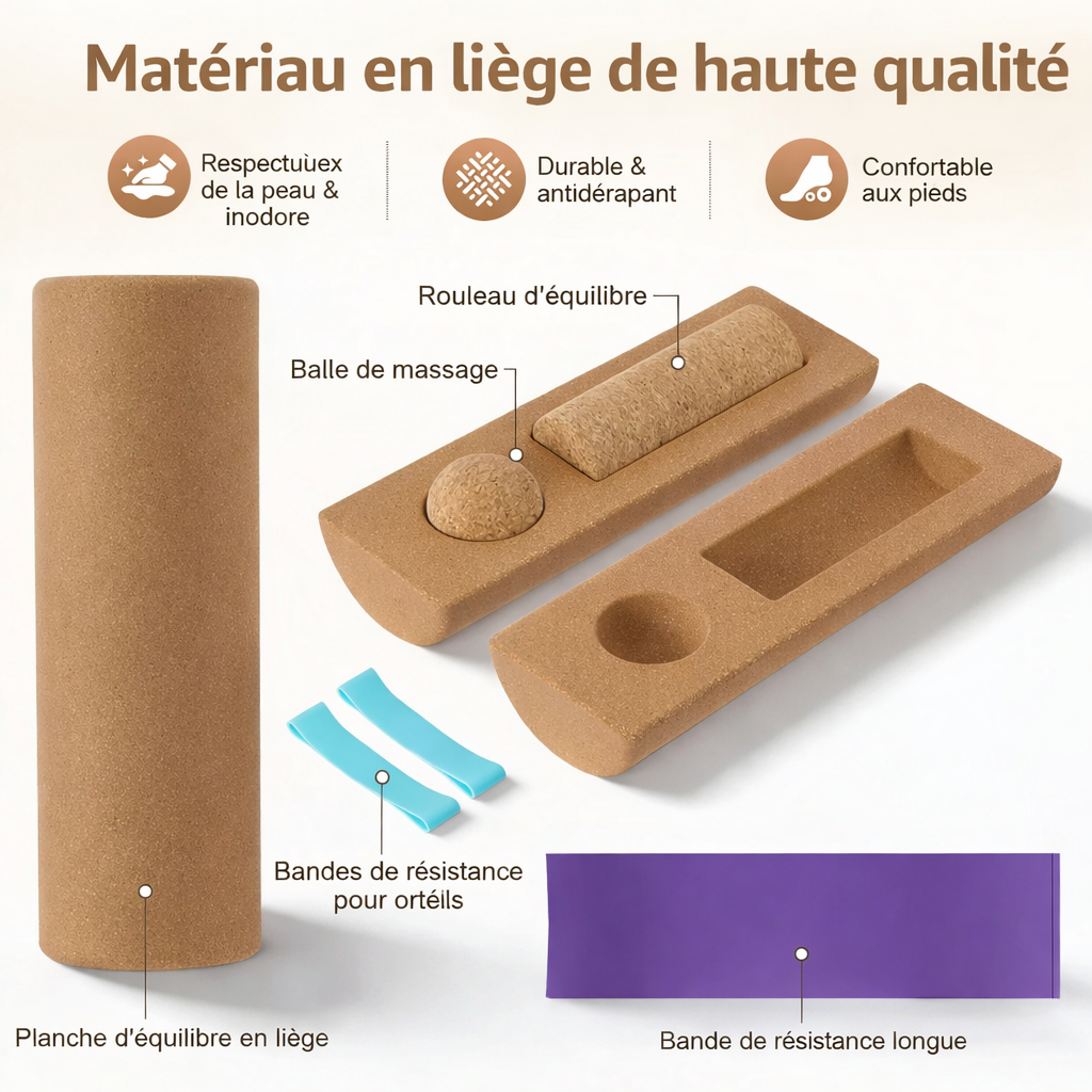 Kit complet d’équilibre & massage des pieds en liège
