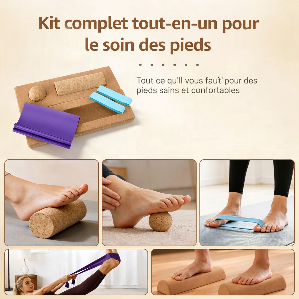 Kit complet d’équilibre & massage des pieds en liège