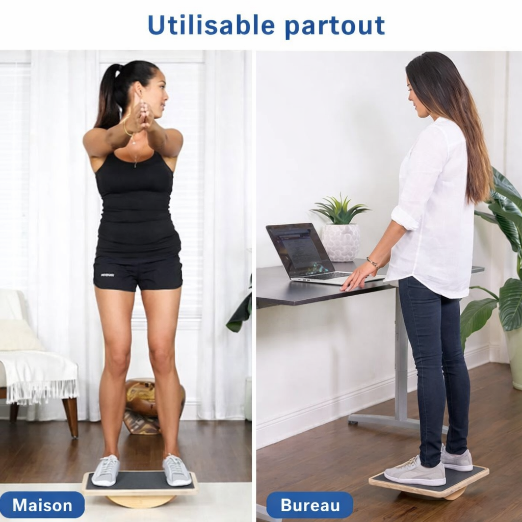 Planche d’équilibre en bois – Stabilité, gainage et renforcement complet