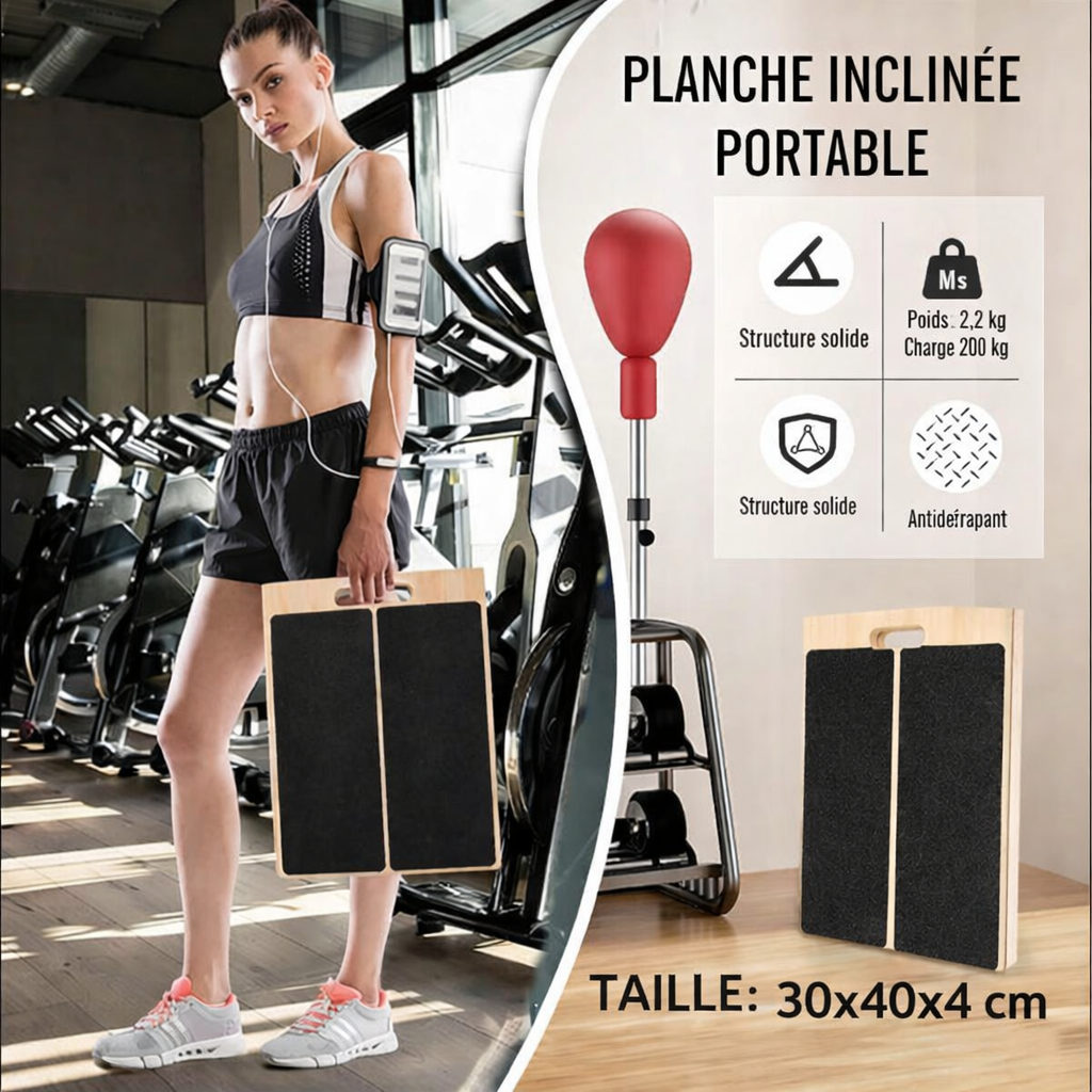 Planche inclinée réglable en bois – Étirement & Mobilité