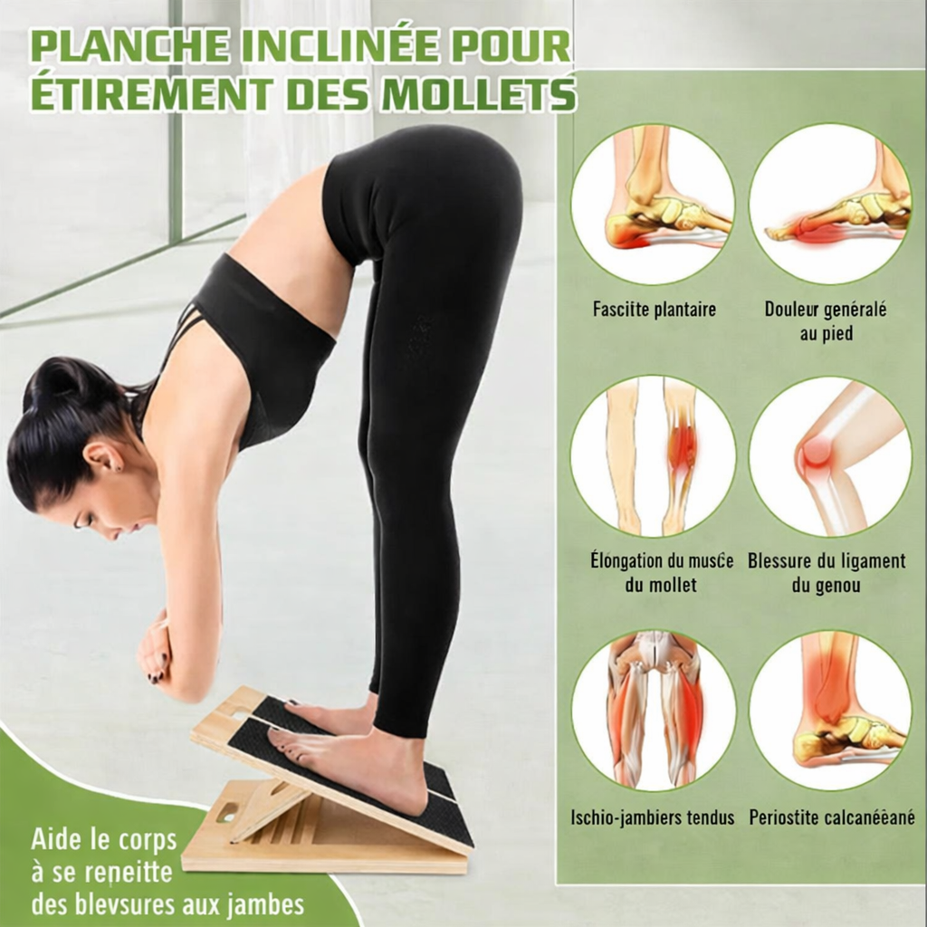 Planche inclinée réglable en bois – Étirement & Mobilité