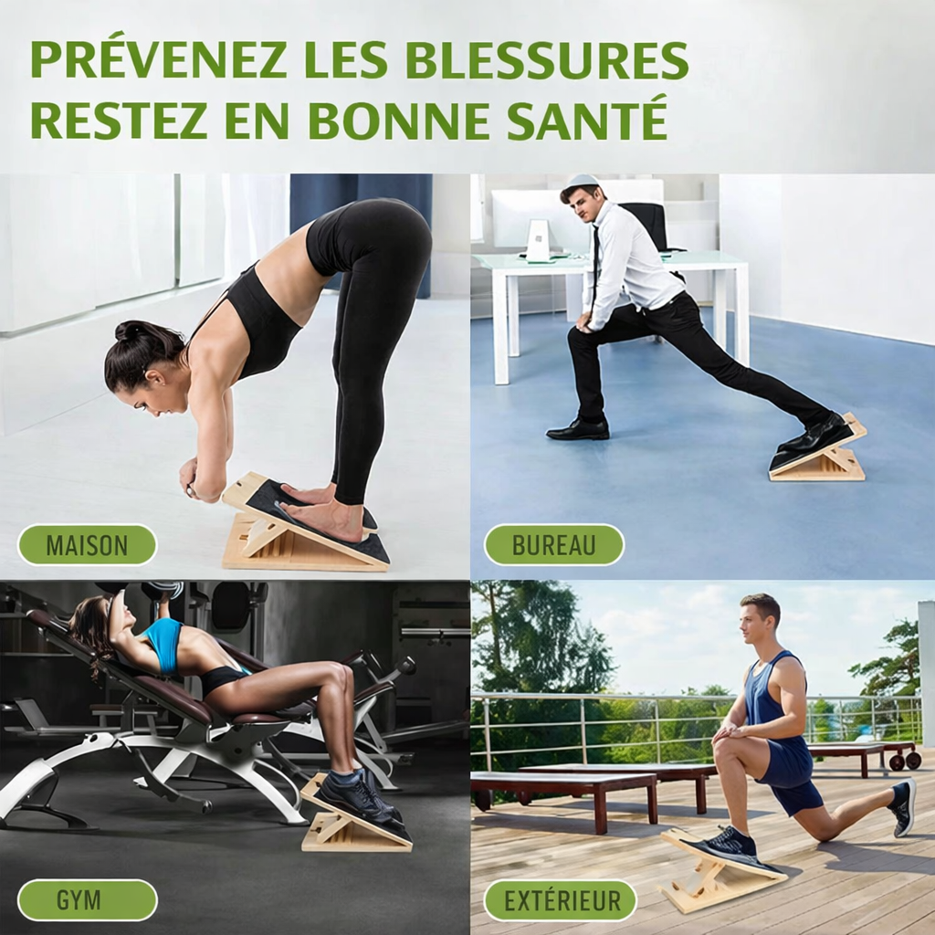 Planche inclinée réglable en bois – Étirement & Mobilité