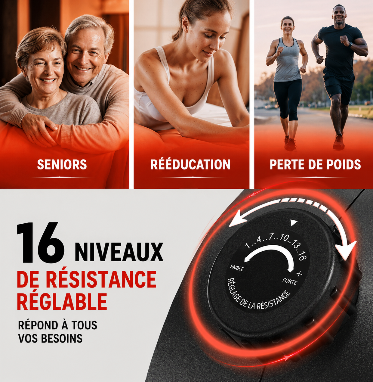 Vélo d'Exercice Couché Bominfit BM5 - 16 Niveaux Magnétiques Silencieux | Confort Rééducation