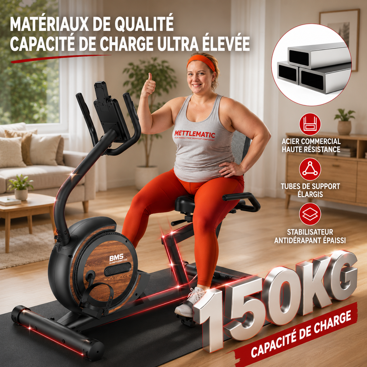 Vélo d'Exercice Couché Bominfit BM5 - 16 Niveaux Magnétiques Silencieux | Confort Rééducation