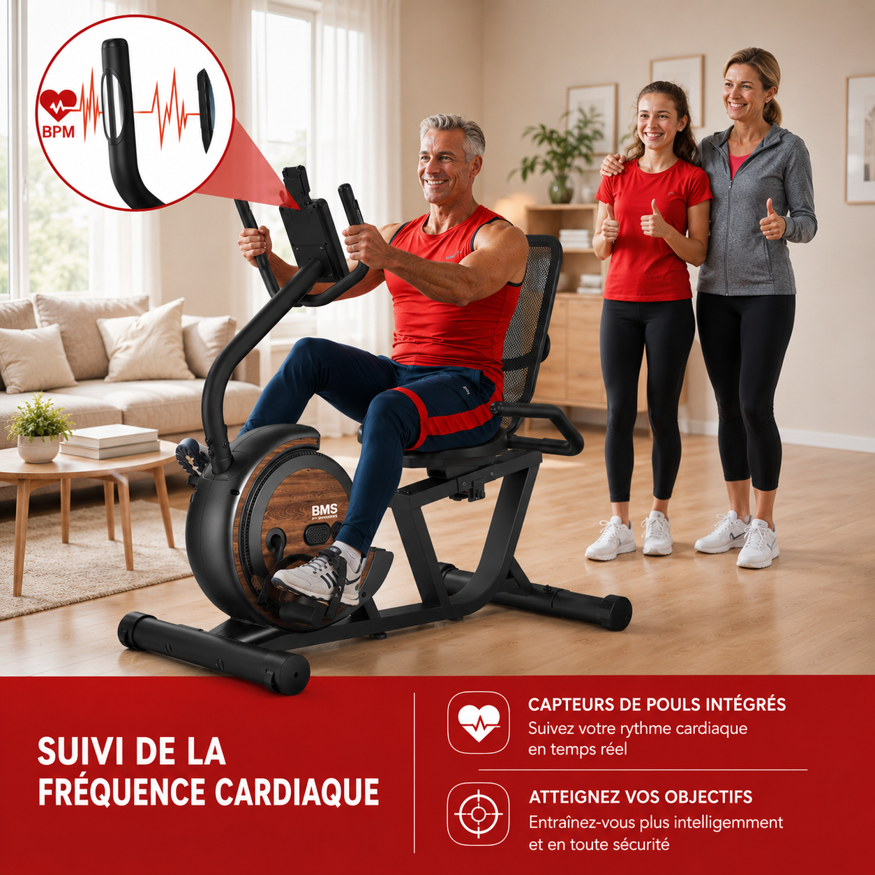Vélo d'Exercice Couché Bominfit BM5 - 16 Niveaux Magnétiques Silencieux | Confort Rééducation