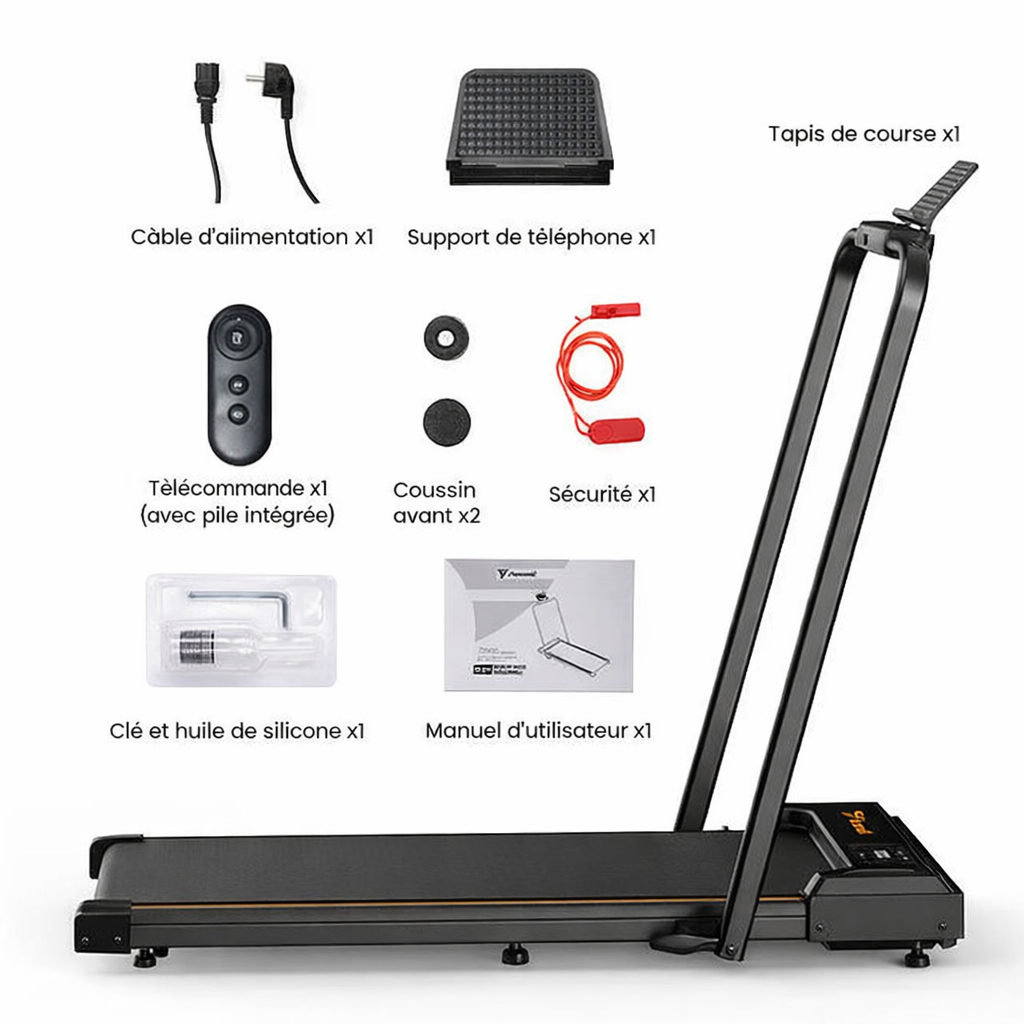 Tapis de marche compact 2.5 HP – Silencieux, antidérapant, idéal perte de poids à domicile