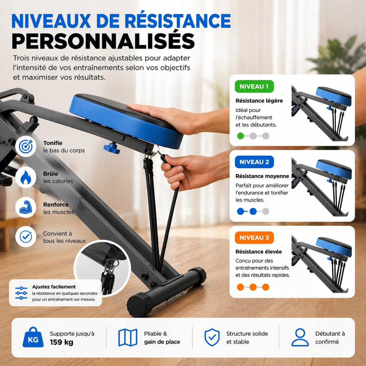 Machine à Squat 2-en-1 Pliable – Renforcement Jambes,  Fessiers & Abdos