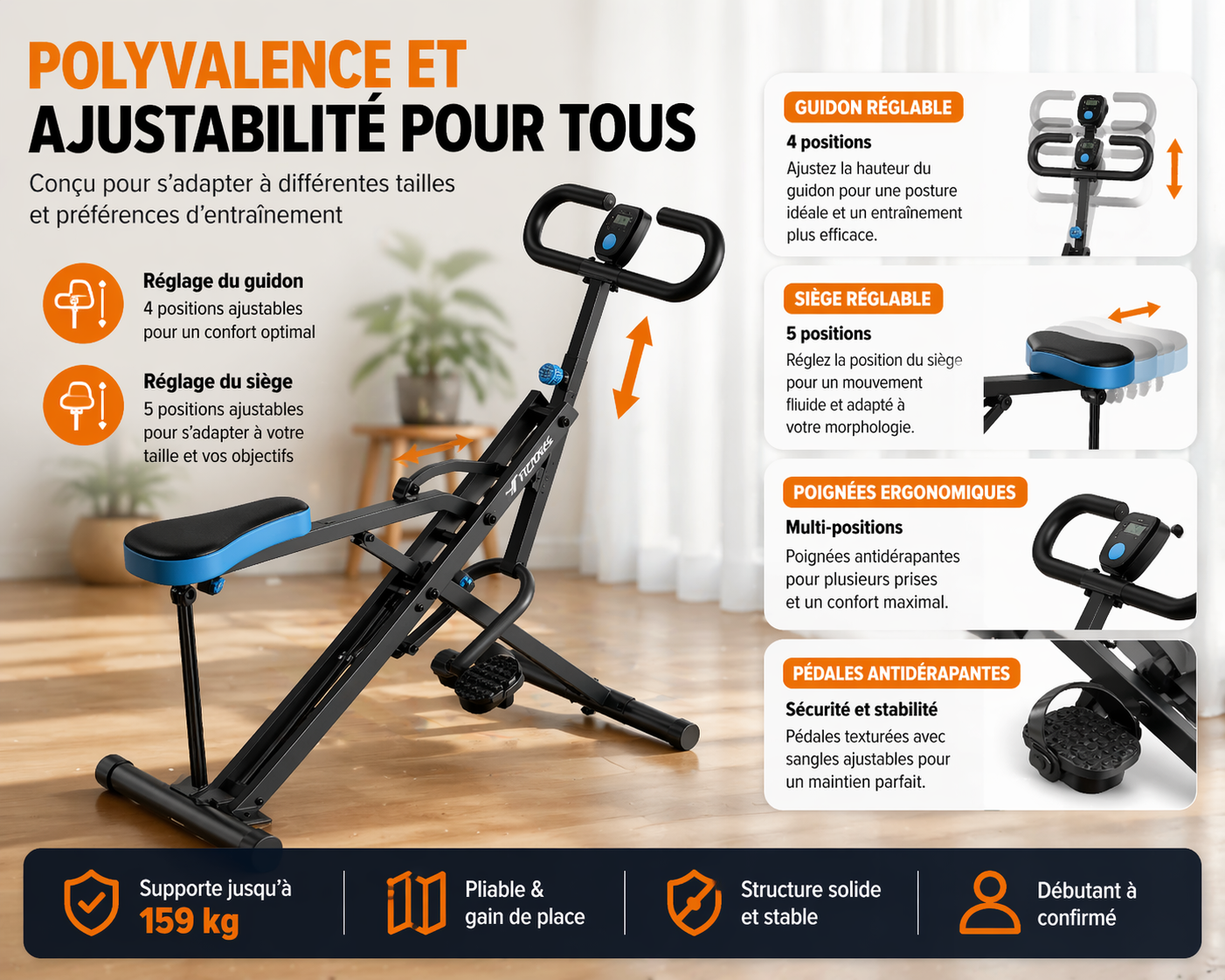 Machine à Squat 2-en-1 Pliable – Renforcement Jambes,  Fessiers & Abdos