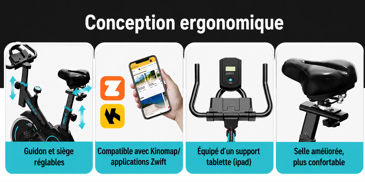 Vélo d’Appartement Fitness | Écran LCD, Réglable & Entraînement Complet à Domicile (120 kg)