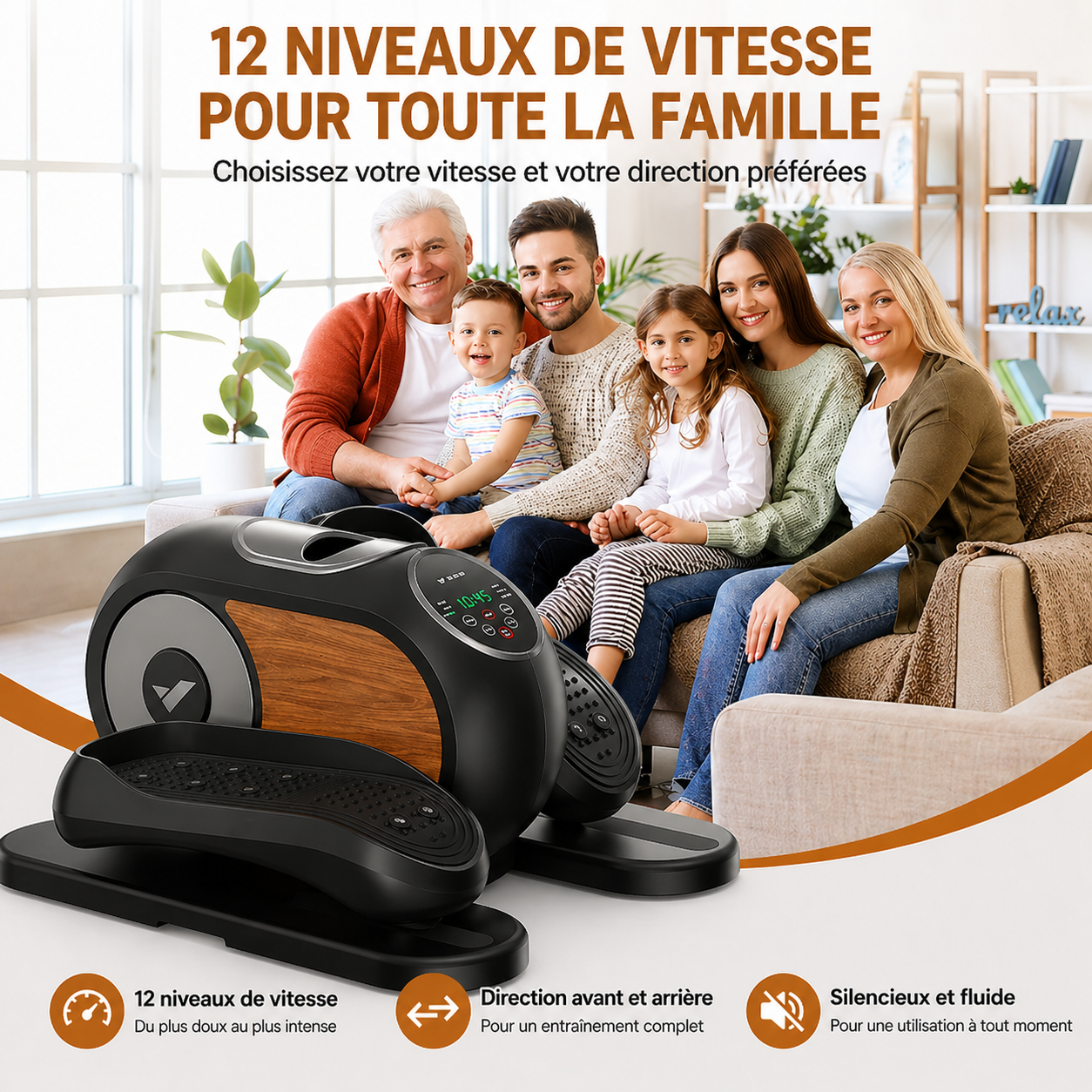 Elliptique de bureau électrique  – Télécommande & Silencieux - 12 vitesses