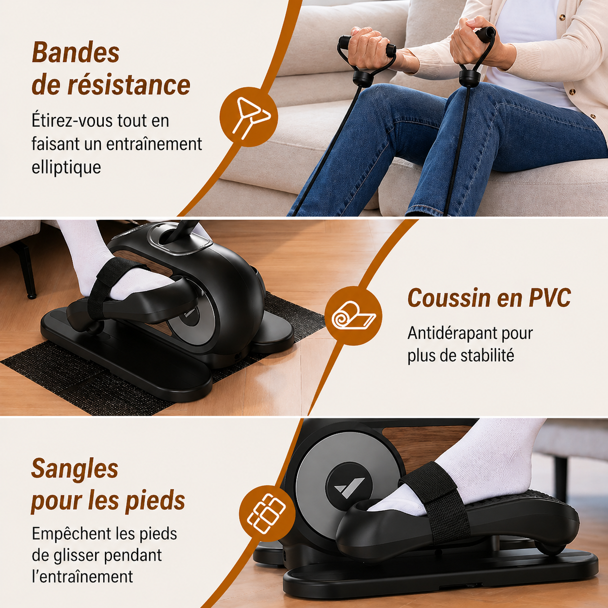 Elliptique de bureau électrique  – Télécommande & Silencieux - 12 vitesses