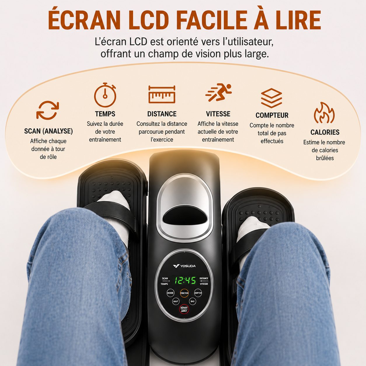 Elliptique de bureau électrique  – Télécommande & Silencieux - 12 vitesses