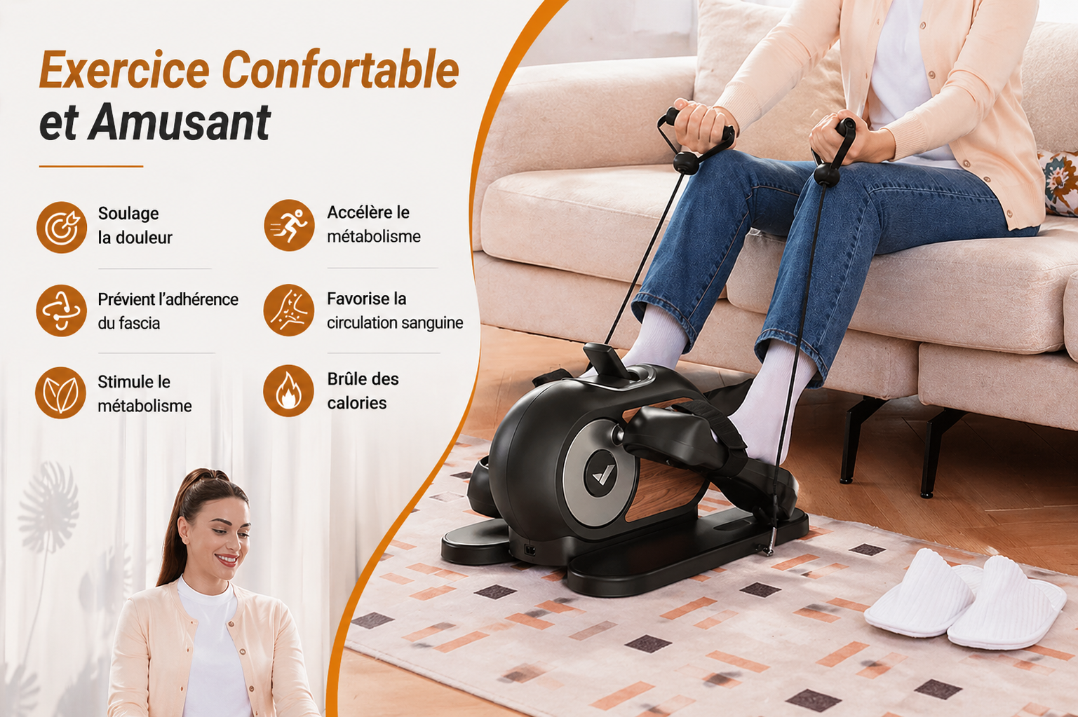 Elliptique de bureau électrique  – Télécommande & Silencieux - 12 vitesses