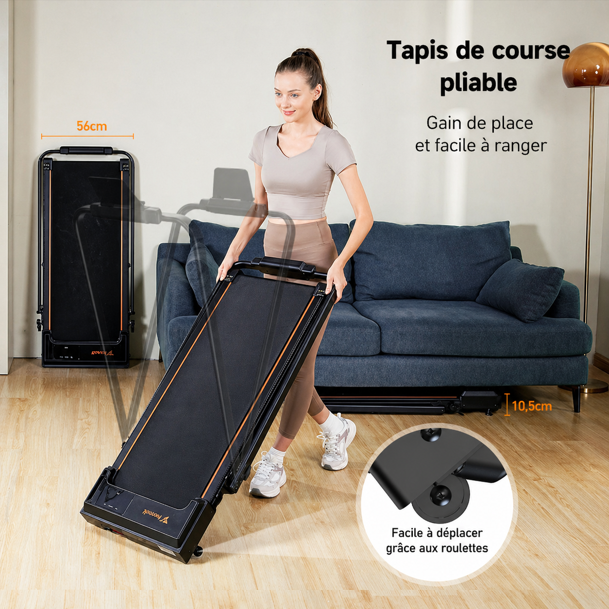 Tapis de marche compact 2.5 HP – Silencieux, antidérapant, idéal perte de poids à domicile