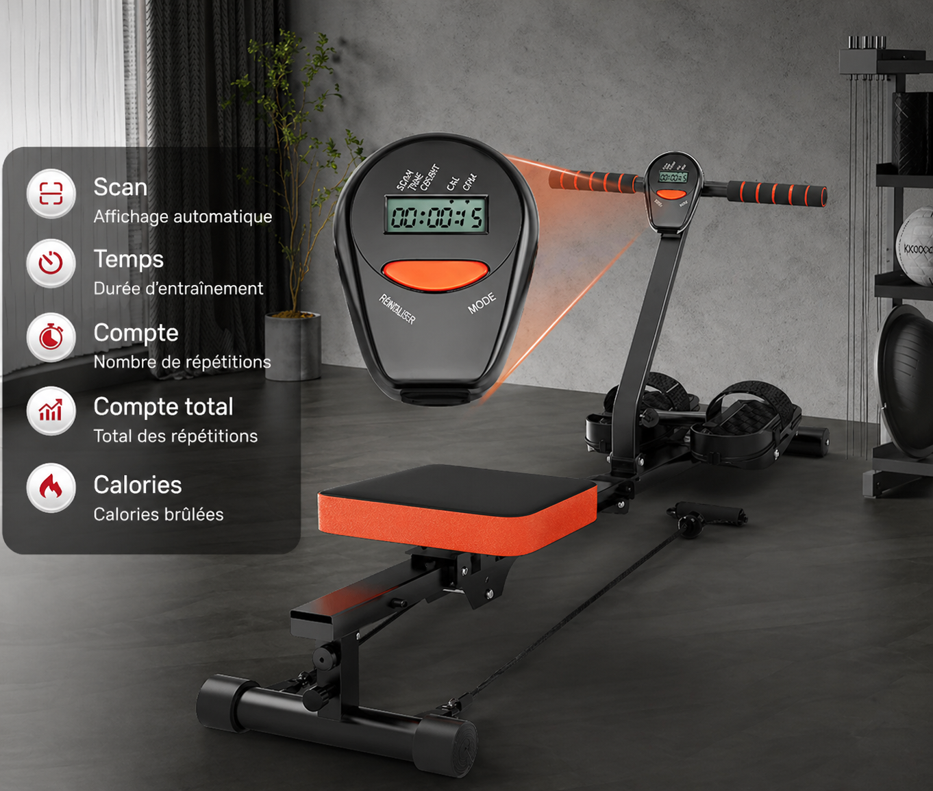 Rameur pliable maison – 12 niveaux de résistance- Cardio complet & gain de place