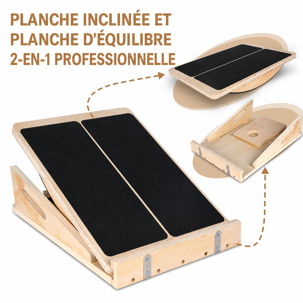 Planche d’équilibre en bois renforcement corps stabilité antidérapante durable maison bureau hommes femmes