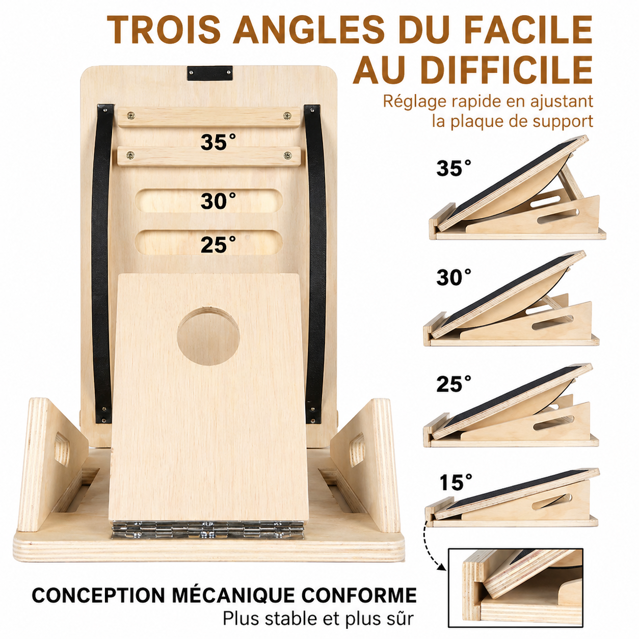 Planche d’équilibre en bois renforcement corps stabilité antidérapante durable maison bureau hommes femmes