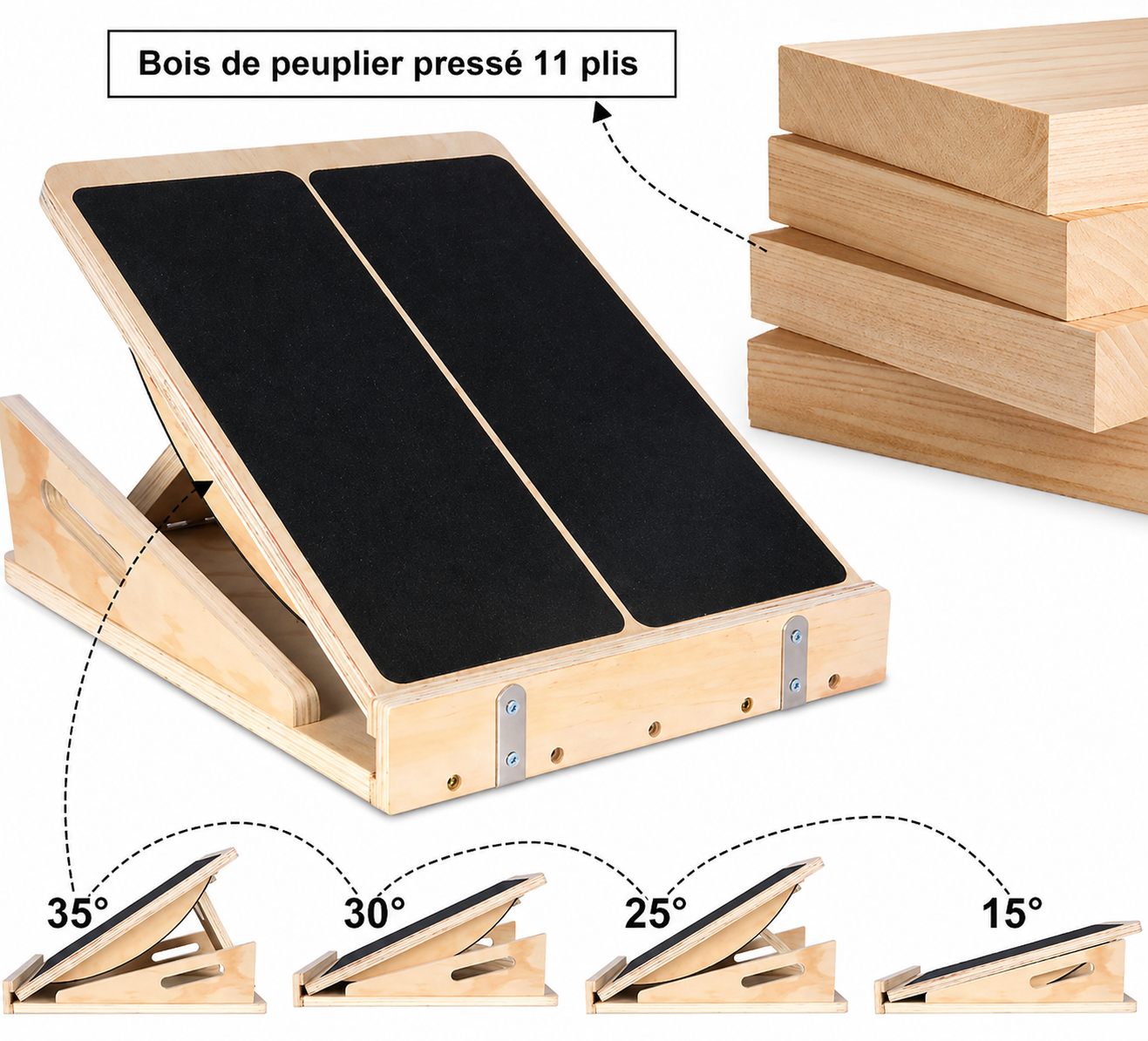 Planche d’équilibre en bois renforcement corps stabilité antidérapante durable maison bureau hommes femmes
