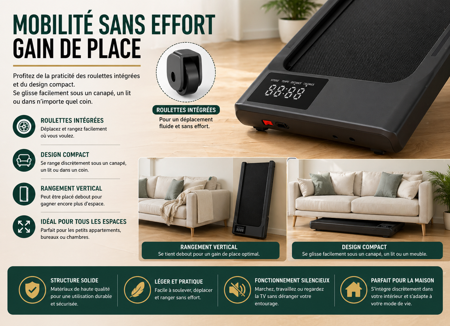 Tapis marche plat connecté Bluetooth Compatible PitPat