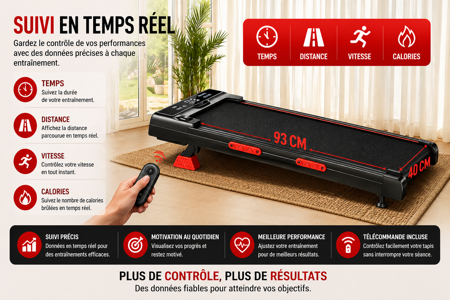 Tapis de course compact inclinable 10km/h- Cardio, marche intensive