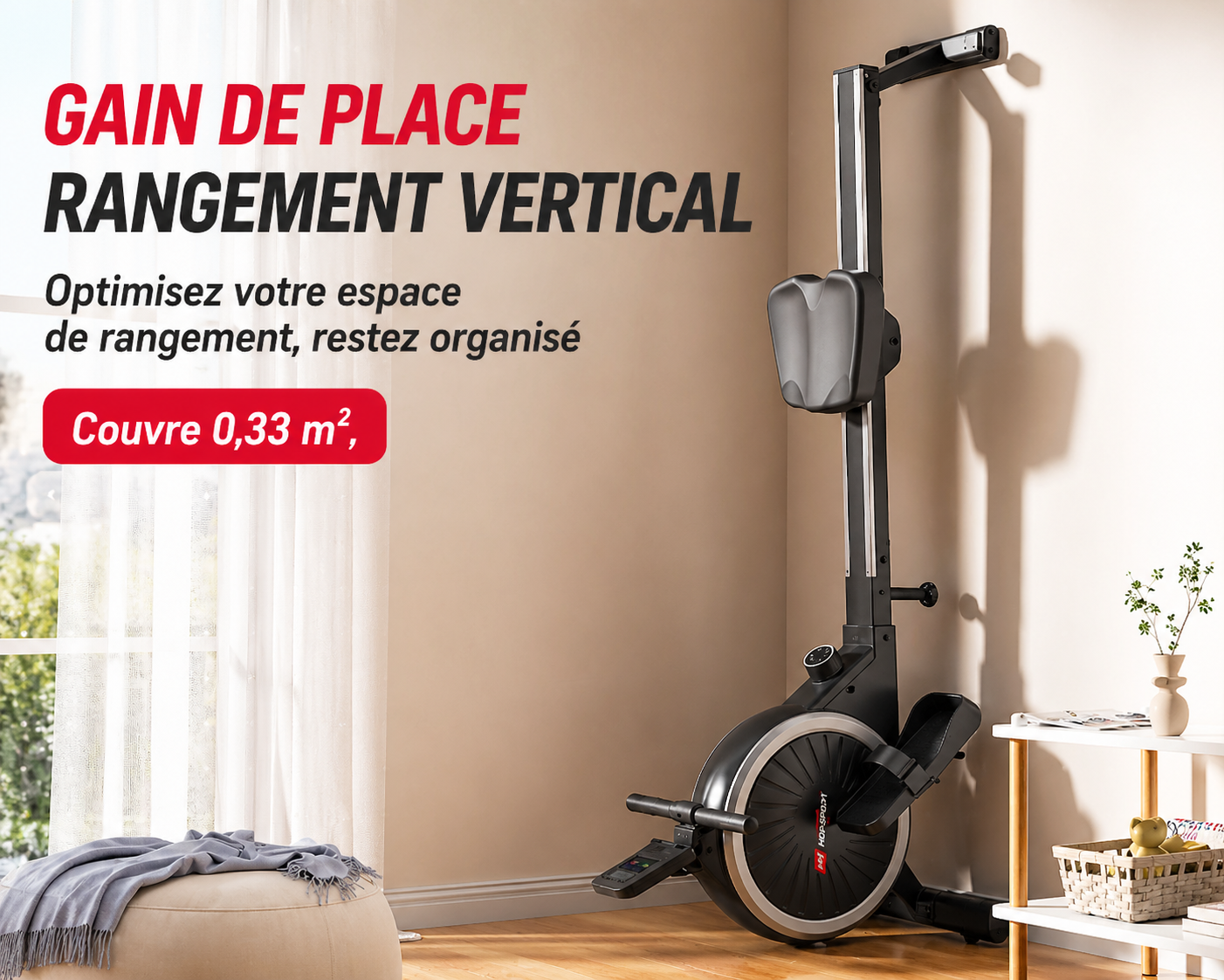 Rameur magnétique Compact - 16 Niveaux de Résistance & Ecran LCD Silencieux