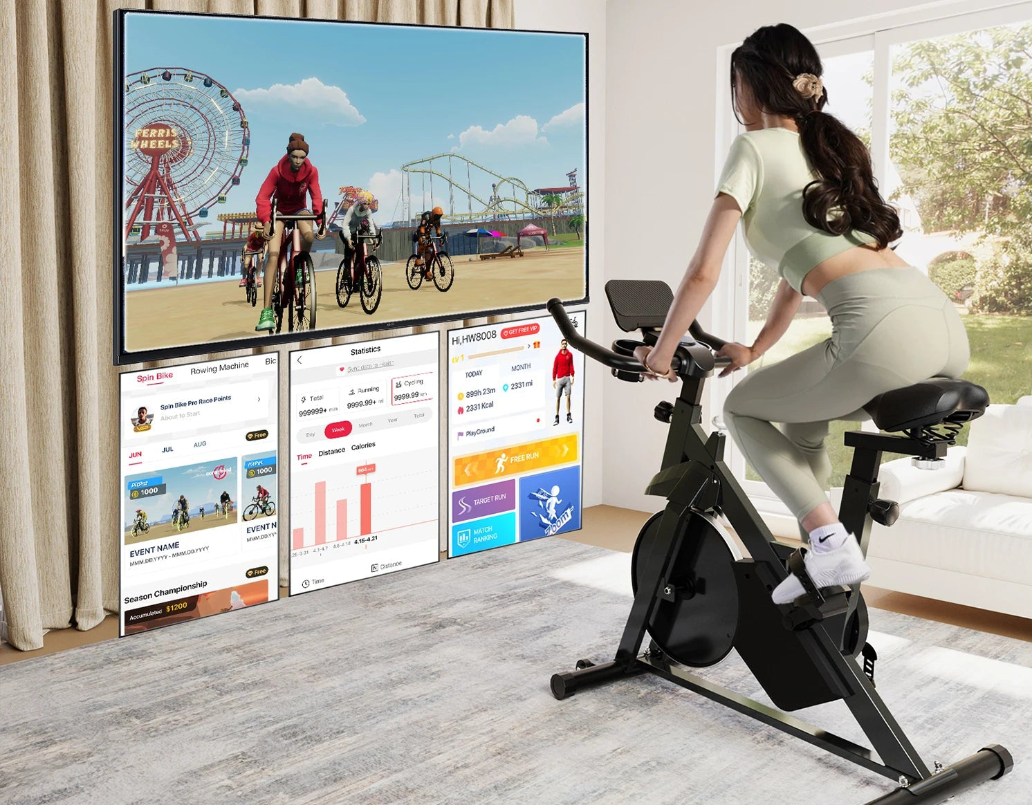 Vélo d’appartement magnétique, 32 niveaux de résistance, écran LCD, capacité 100 kg