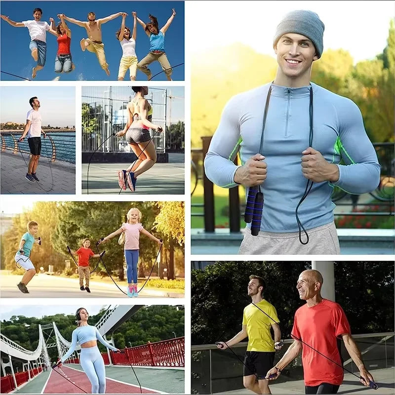 Corde à Sauter Réglable en Acier Anti-Enchevêtrement – Cardio & Fitness