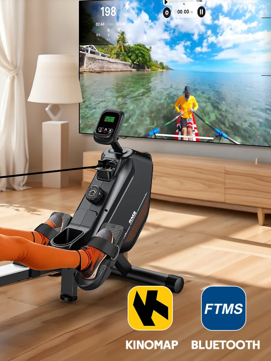 Rameur Magnétique Pliable Bluetooth 16 Niveaux – Charge Max 150 kg