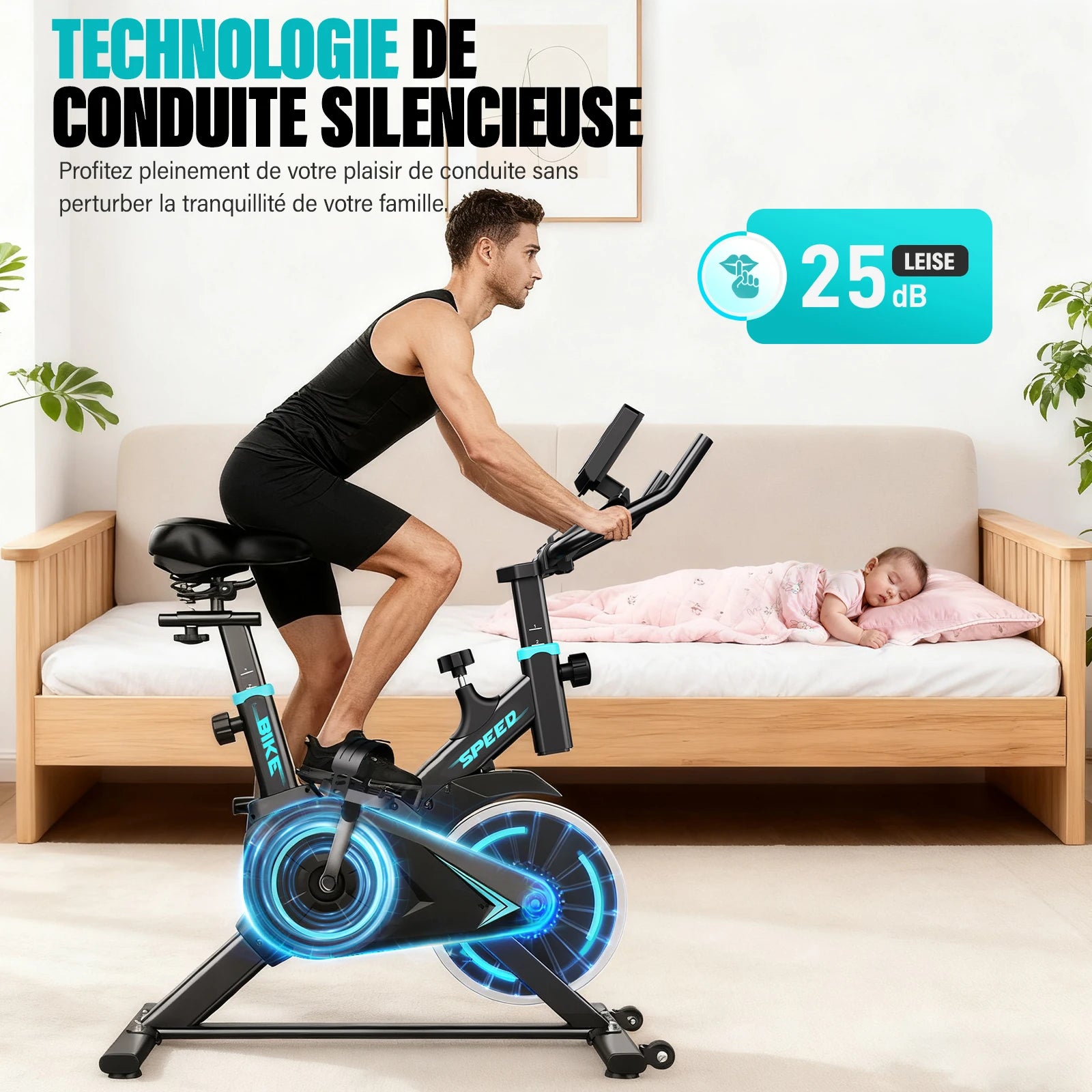 Vélo d’Appartement Fitness | Écran LCD, Réglable & Entraînement Complet à Domicile (120 kg)