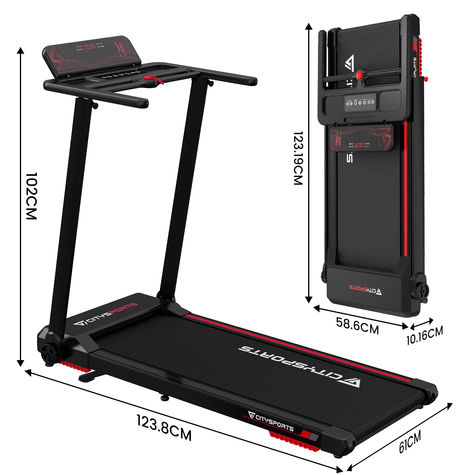 Tapis de Course compact pliable- Inclinaison, Bluetooth et écran LED