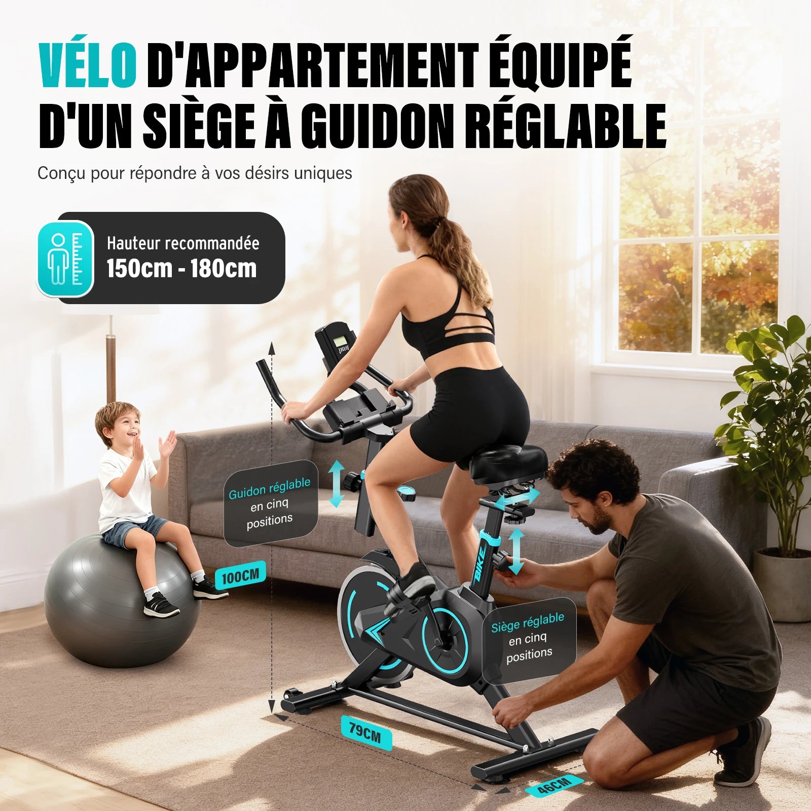 Vélo d’Appartement Fitness | Écran LCD, Réglable & Entraînement Complet à Domicile (120 kg)