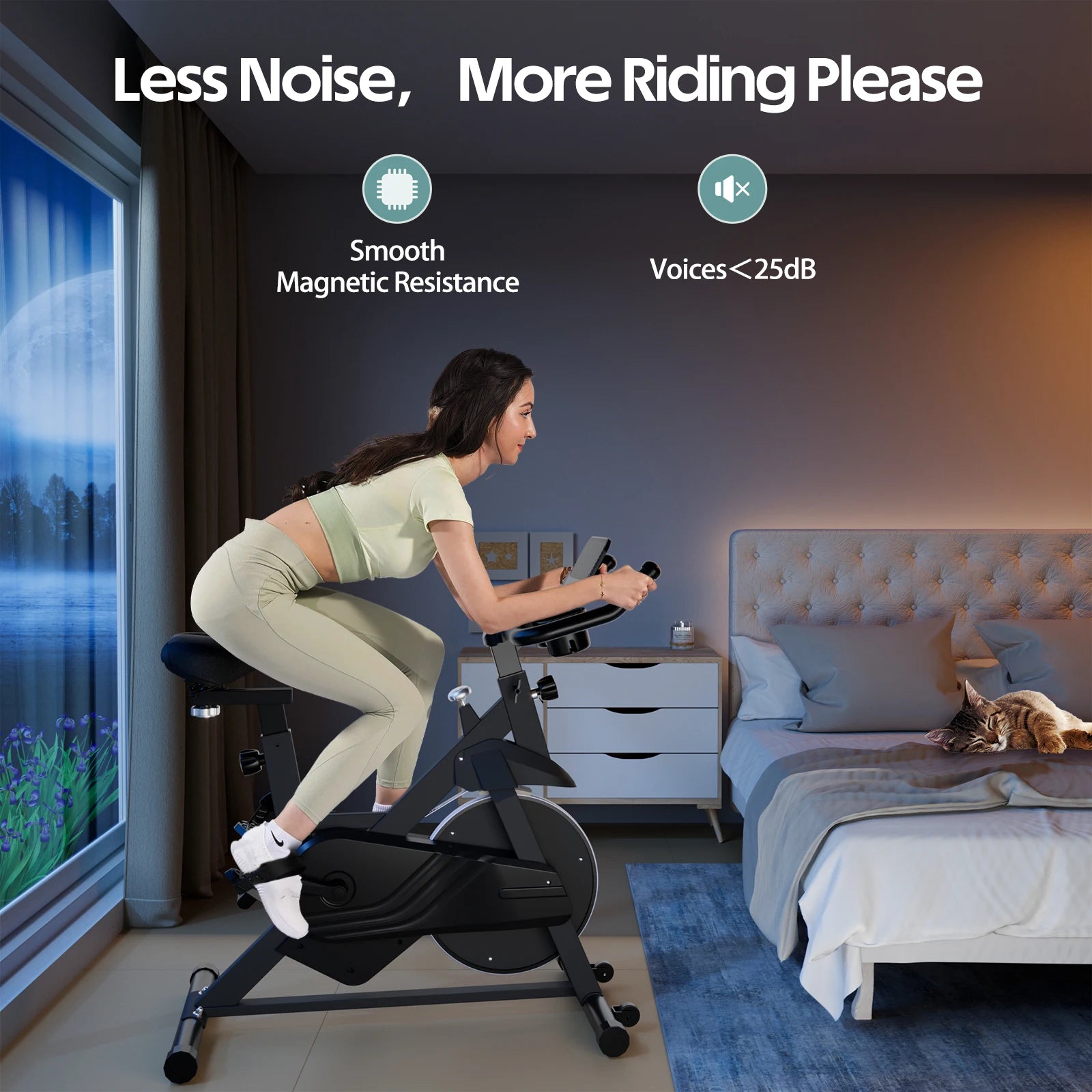 Vélo d’appartement magnétique, 32 niveaux de résistance, écran LCD, capacité 100 kg