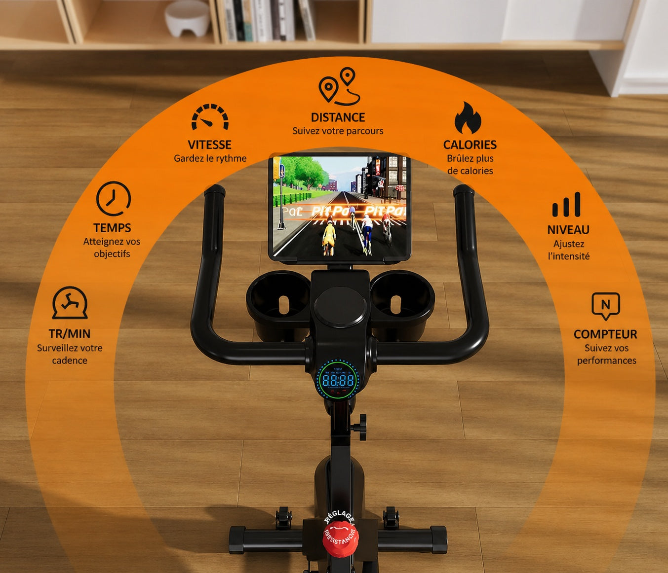 Vélo d’appartement magnétique, 32 niveaux de résistance, écran LCD, capacité 100 kg