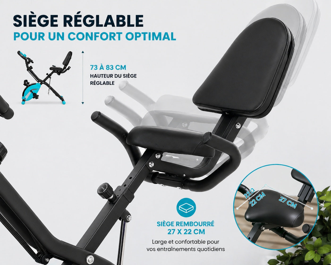 Vélo d’appartement pliable SportNow – Silencieux & Compact (8 niveaux de résistance)