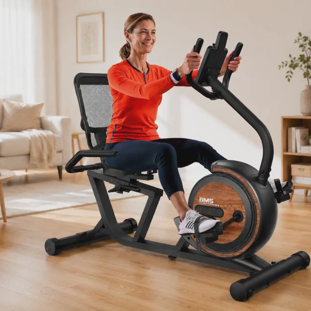 Vélo d'Exercice Couché Bominfit BM5 - 16 Niveaux Magnétiques Silencieux | Confort Rééducation