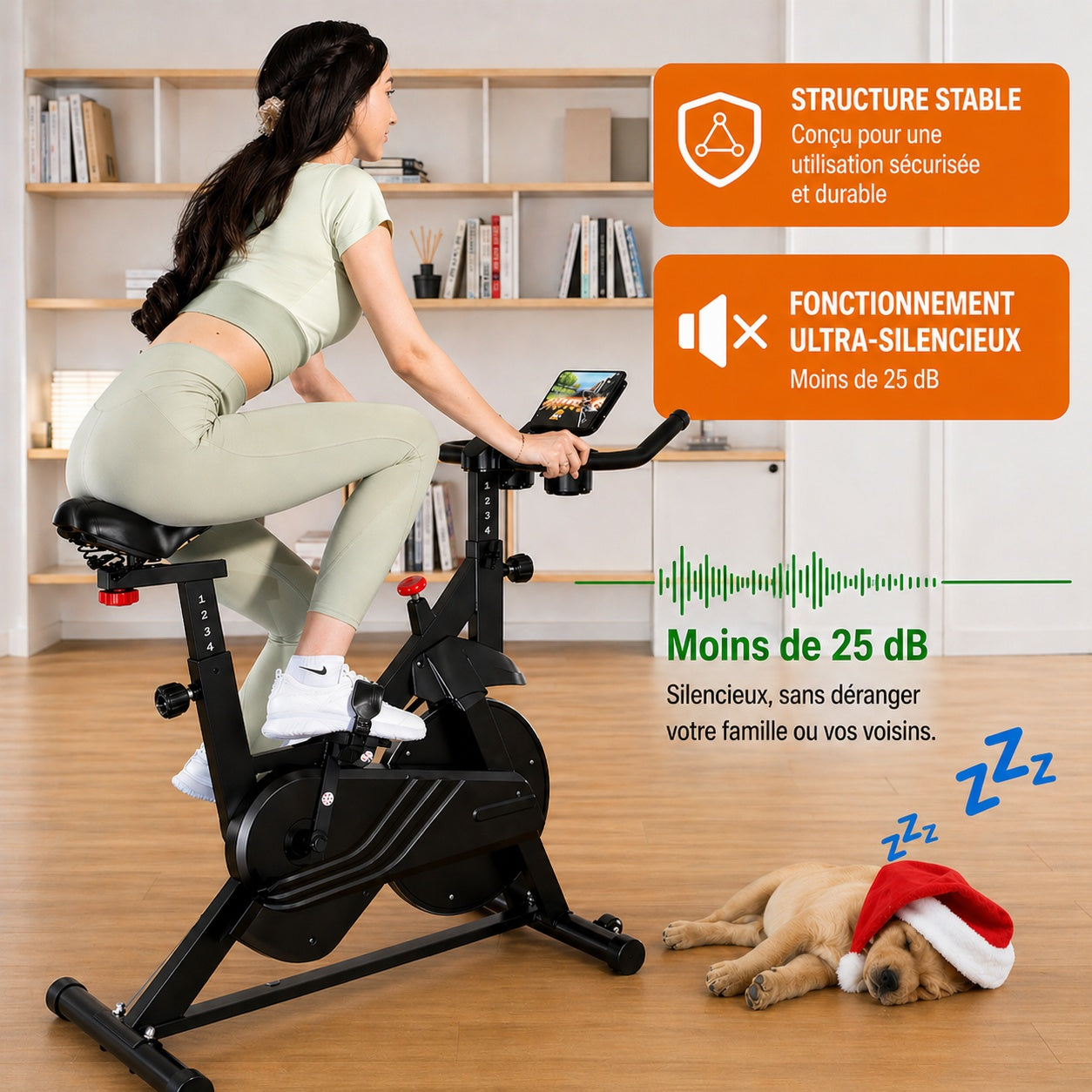 Vélo d’appartement magnétique, 32 niveaux de résistance, écran LCD, capacité 100 kg
